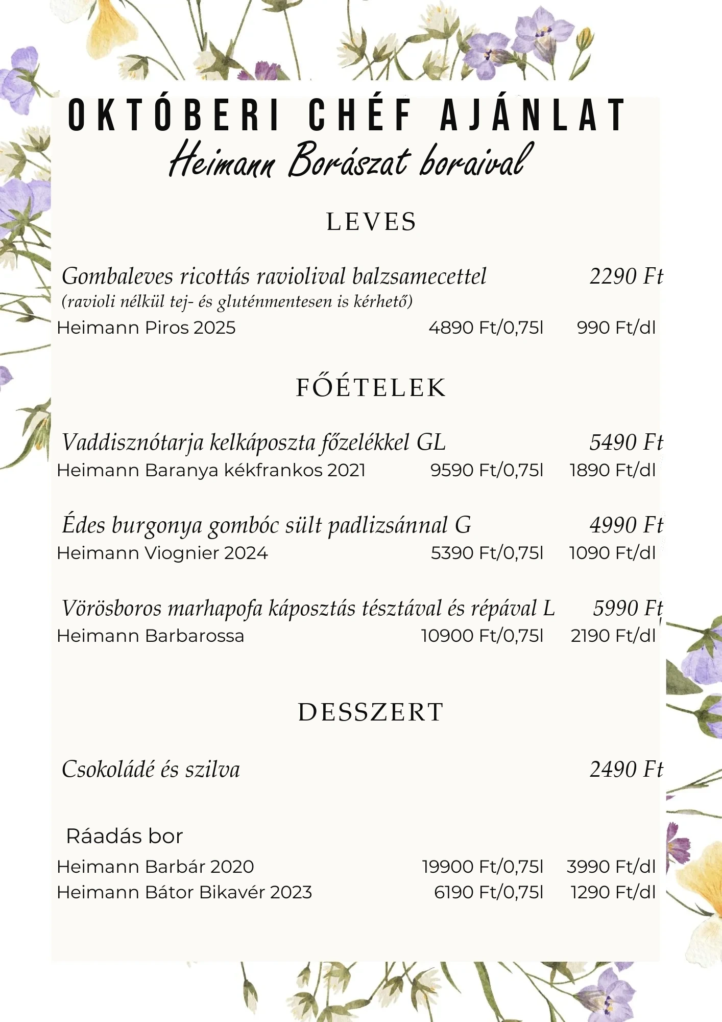 Szeptemberi chef ajánlat